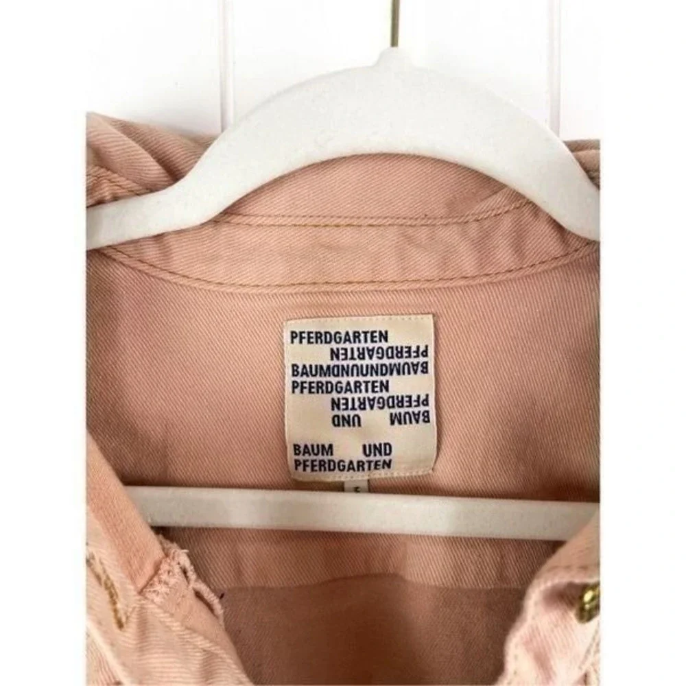 BAUM UND PFERDGARTEN Arden Cotton Denim Button Down Dress Cameo‎ Peach Size S - Picture 3 of 8